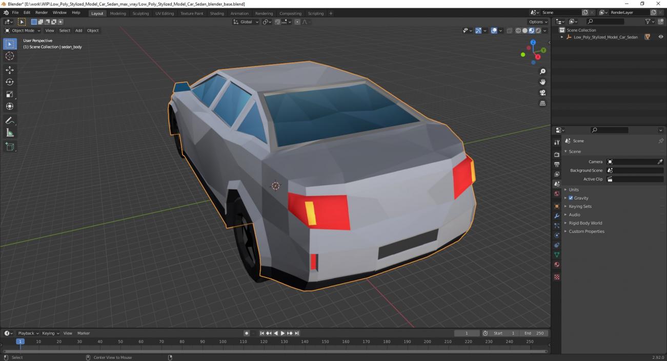 3D model Low Poly Stylized Model Car Sedan 2