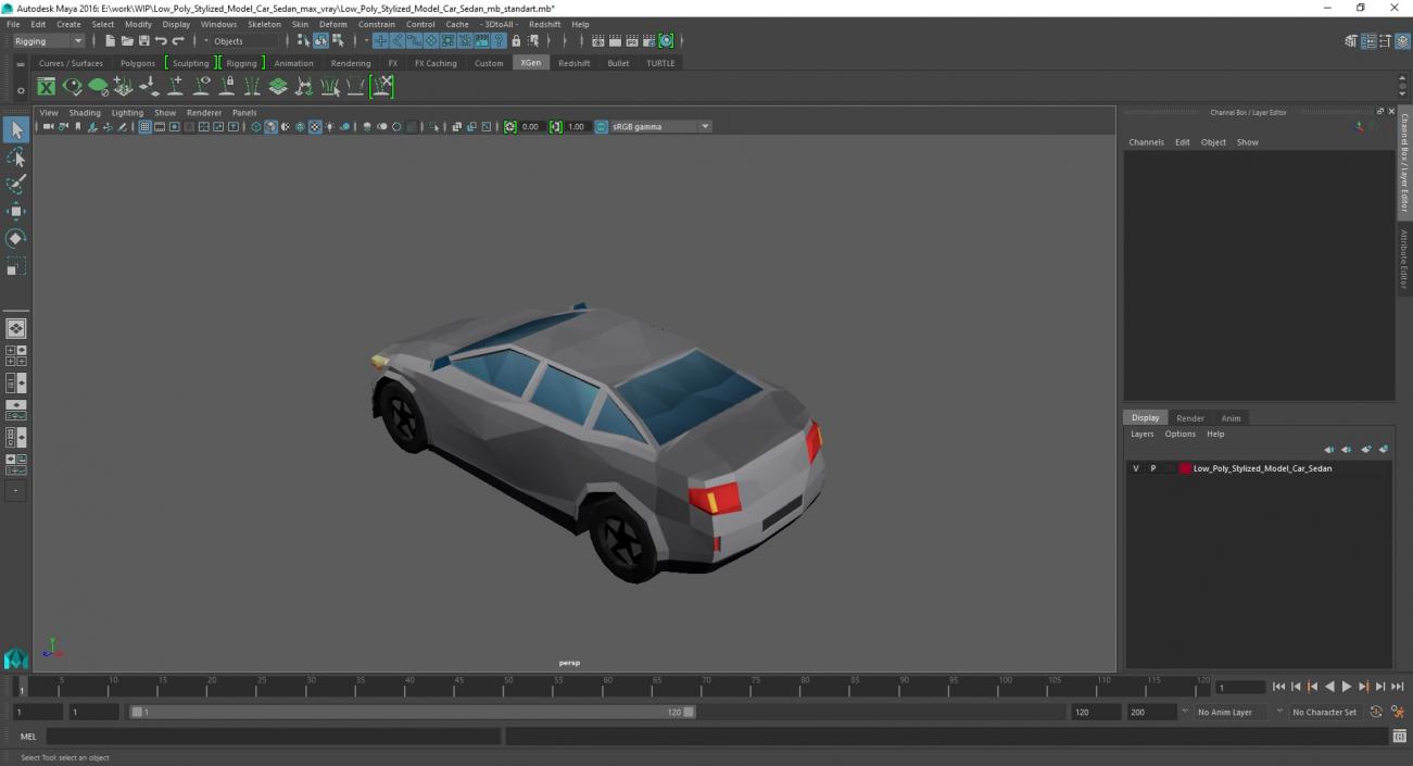 3D model Low Poly Stylized Model Car Sedan 2