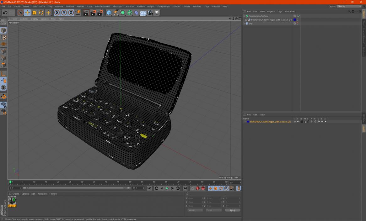 MOTOROLA T900 Pager with Screen On 3D model