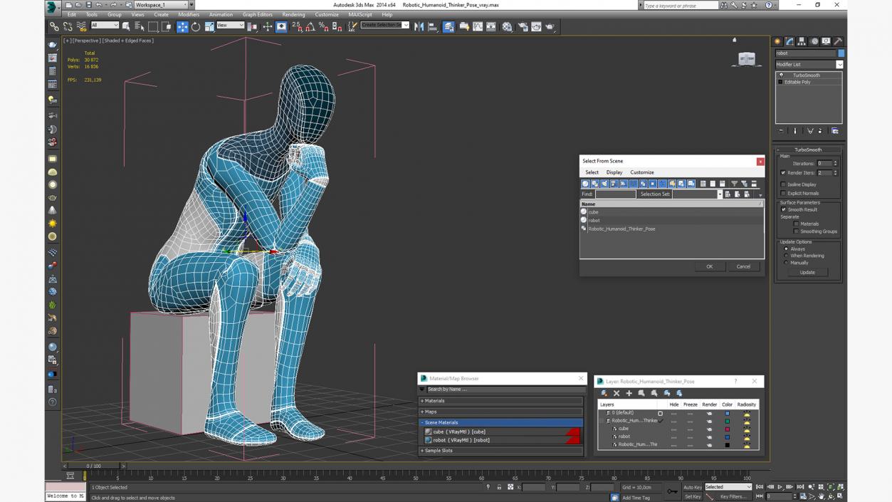 Robotic Humanoid Thinker Pose 3D model