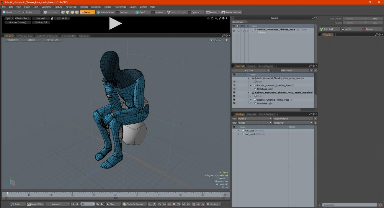 Robotic Humanoid Thinker Pose 3D model