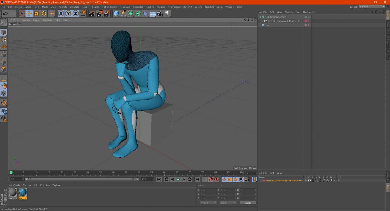 Robotic Humanoid Thinker Pose 3D model