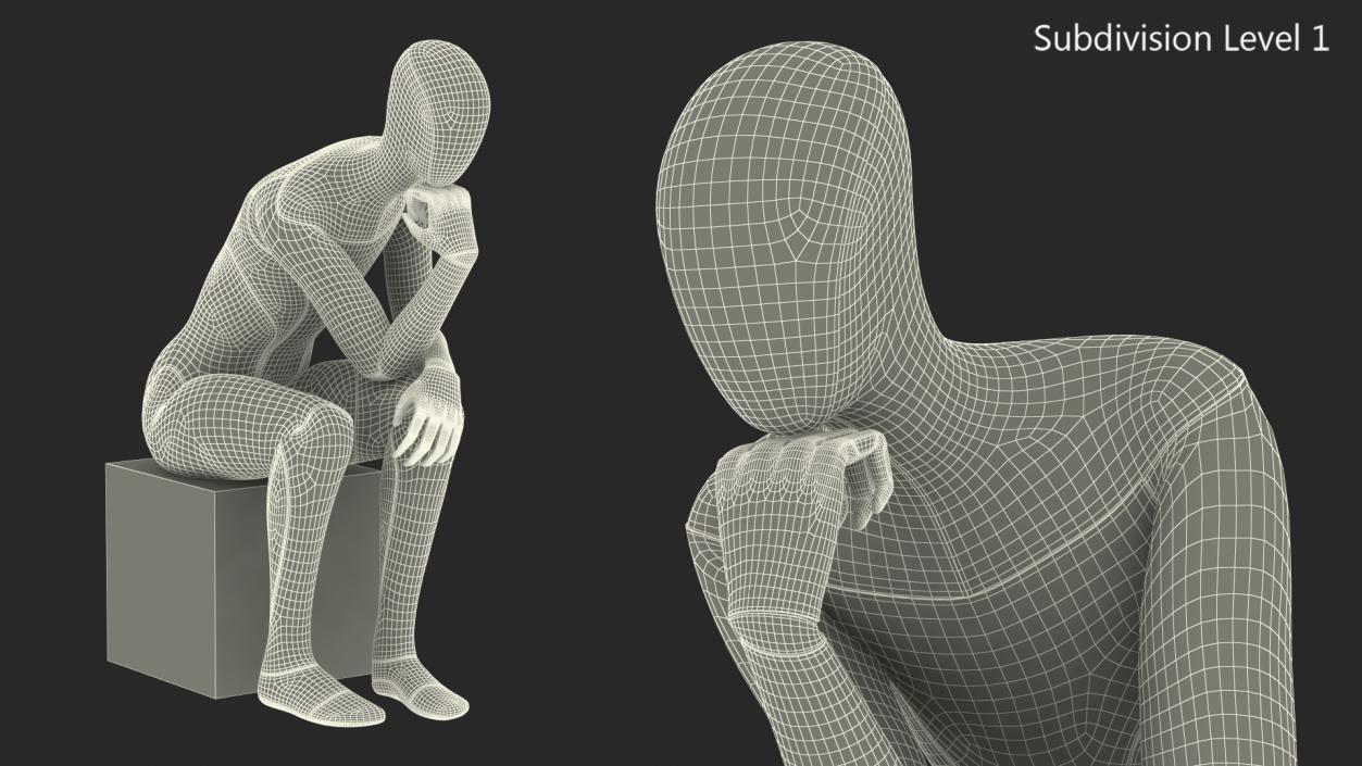 Robotic Humanoid Thinker Pose 3D model