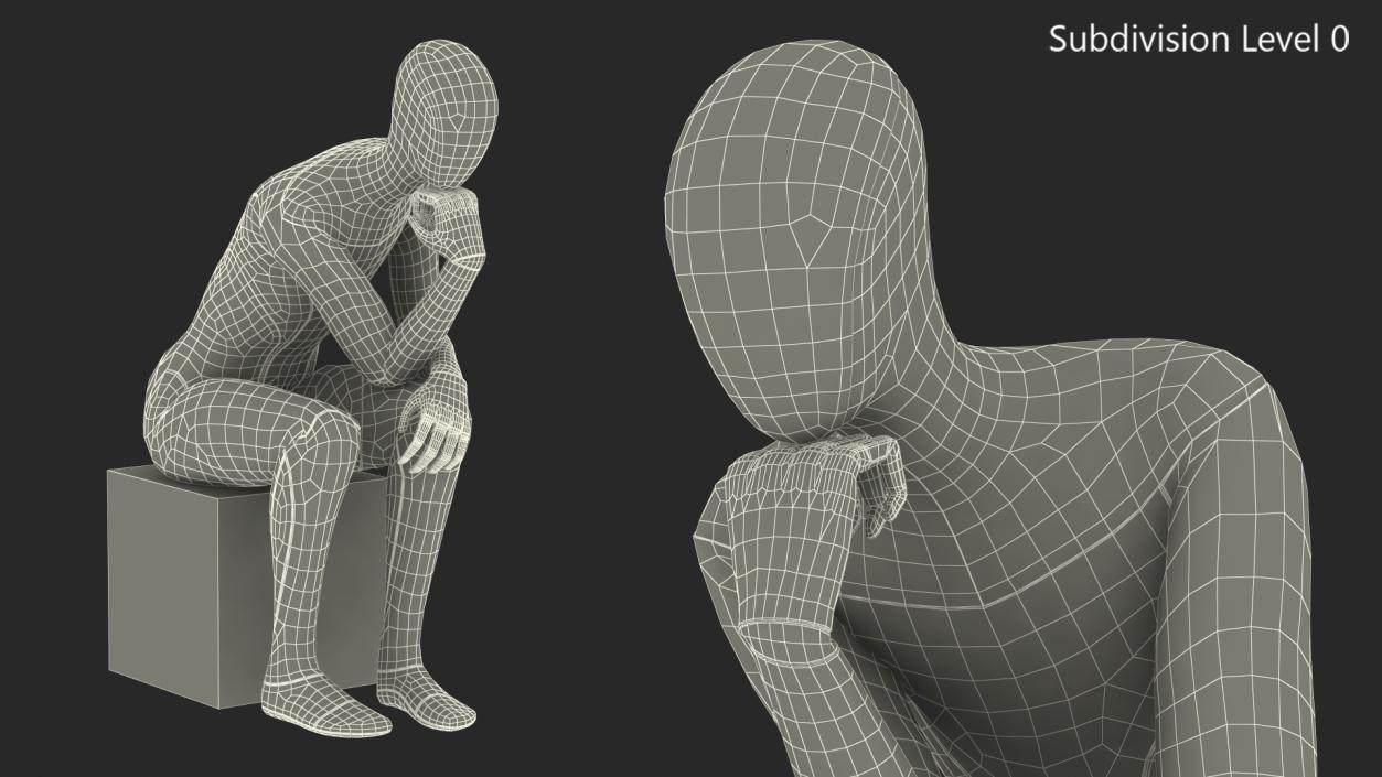 Robotic Humanoid Thinker Pose 3D model