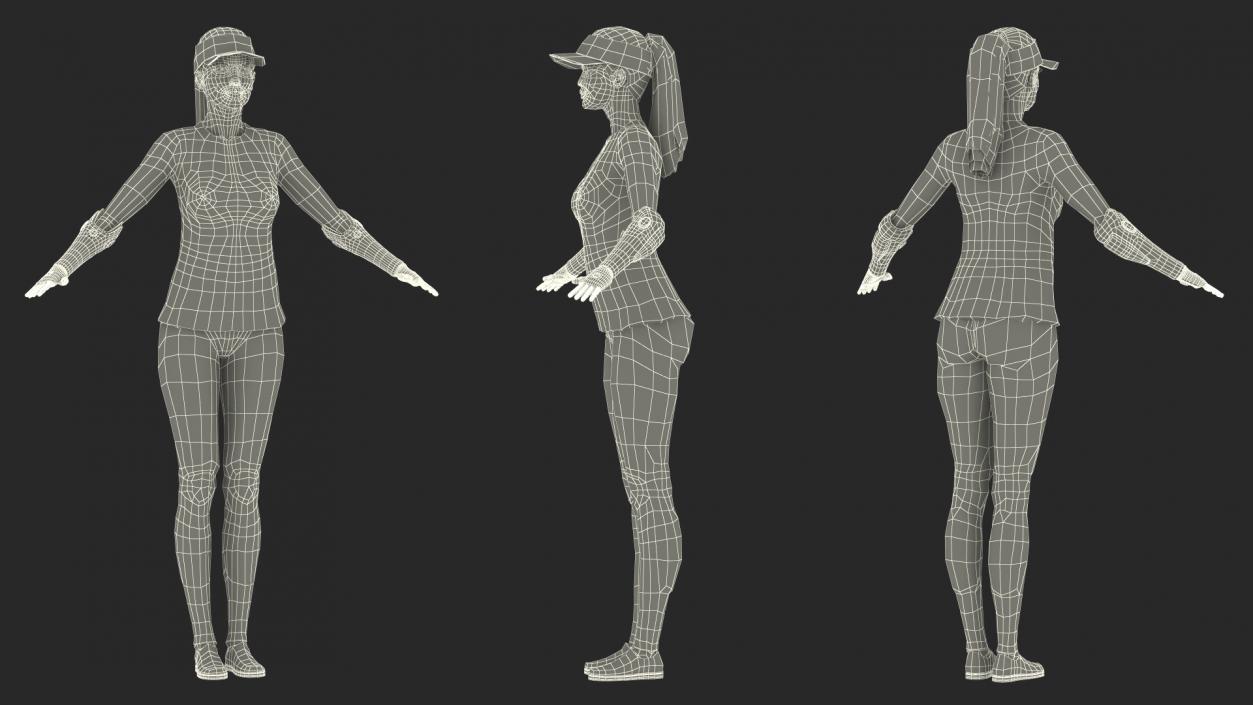 Woman with Bionic Arms T-pose 3D model