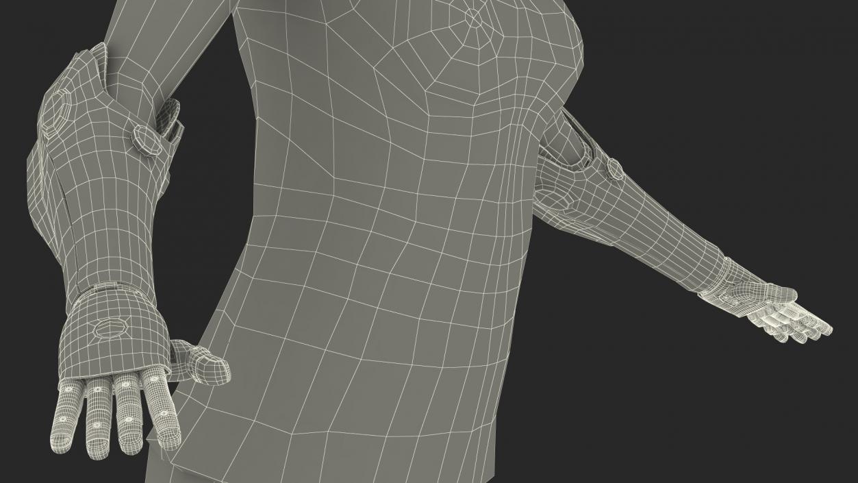 Woman with Bionic Arms T-pose 3D model