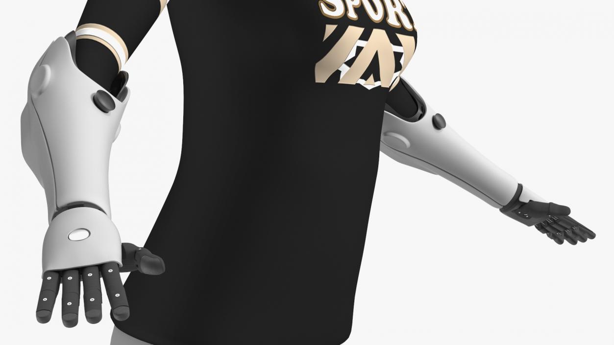 Woman with Bionic Arms T-pose 3D model