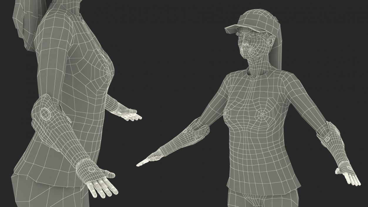 Woman with Bionic Arms T-pose 3D model