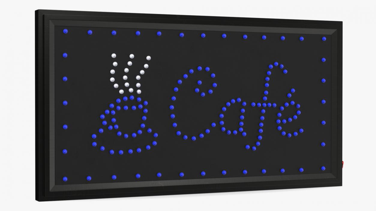 3D model Cafe Sign Bright Blue LED Light OFF