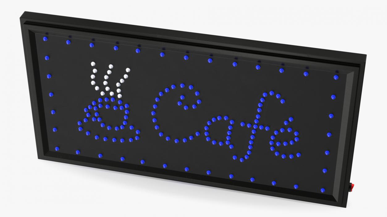 3D model Cafe Sign Bright Blue LED Light OFF