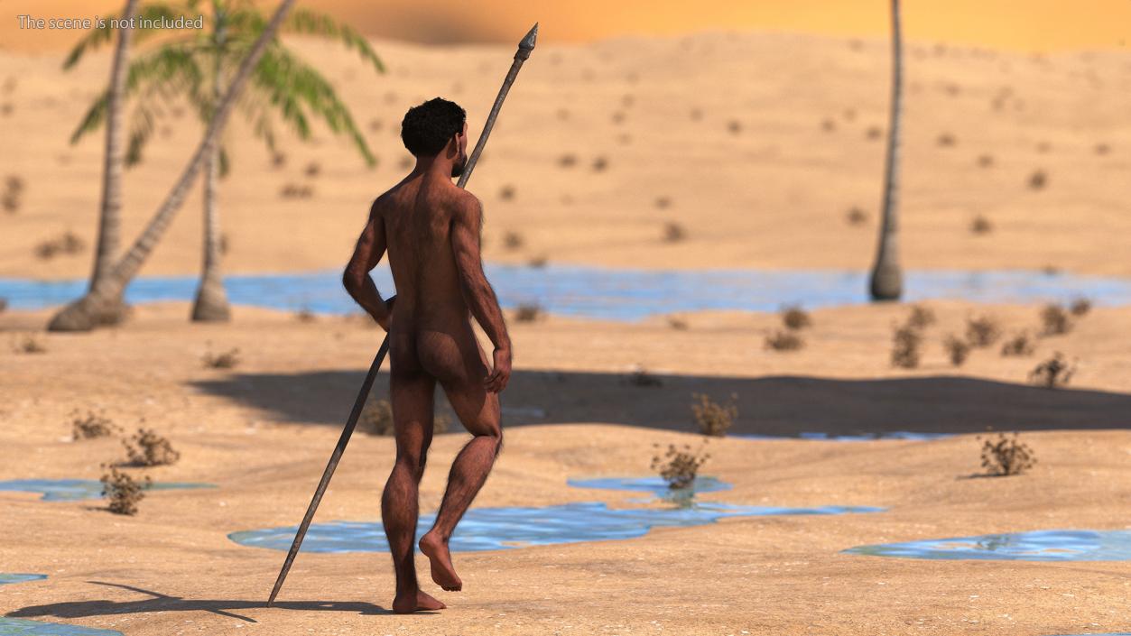 Homo Erectus with Spear Fur 3D