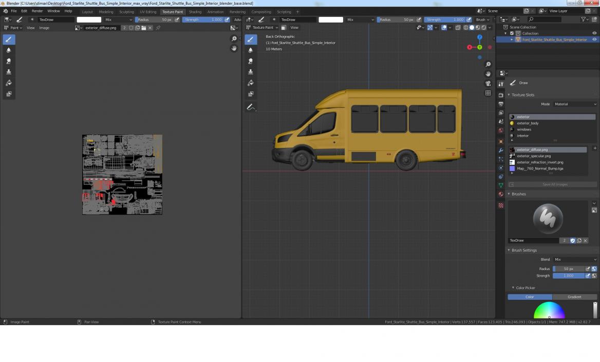 3D Ford Starlite Shuttle Bus 2020 Simple Interior