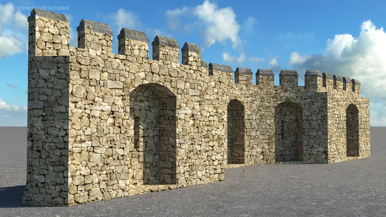 3D Medieval Castle Stone Wall