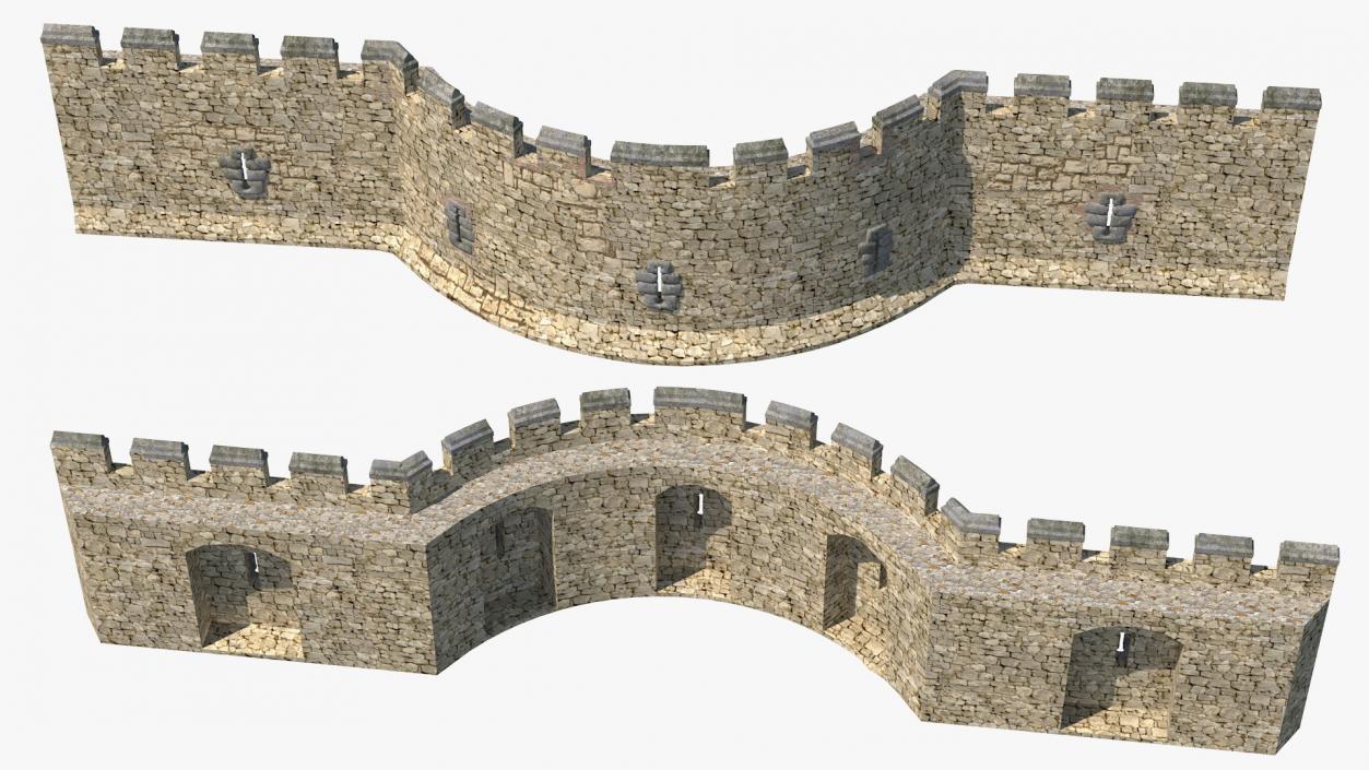 3D Medieval Castle Stone Wall