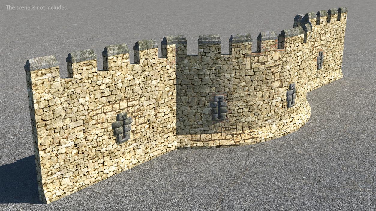 3D Medieval Castle Stone Wall