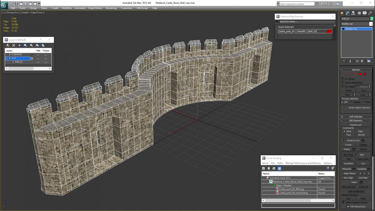 3D Medieval Castle Stone Wall