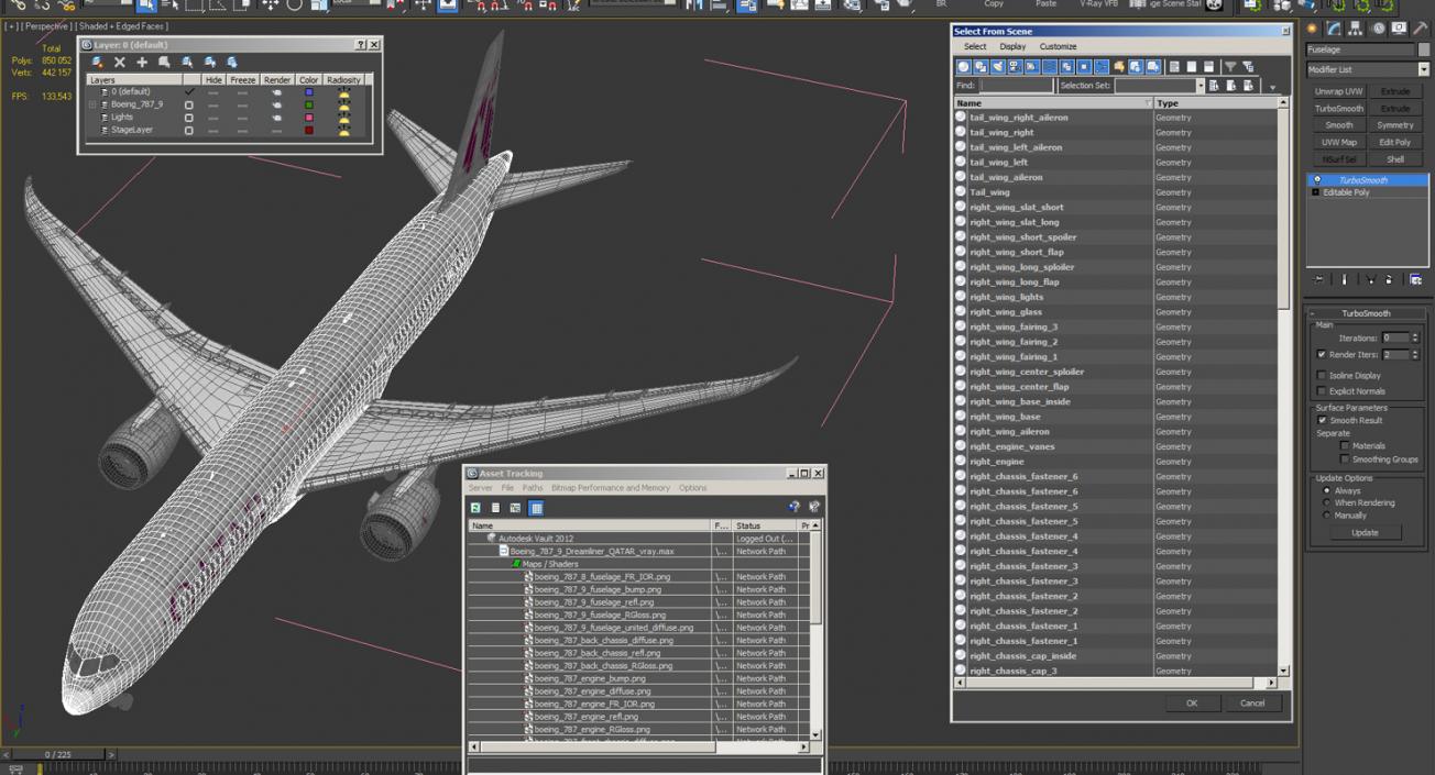 Boeing 787-9 Dreamliner QATAR 3D model