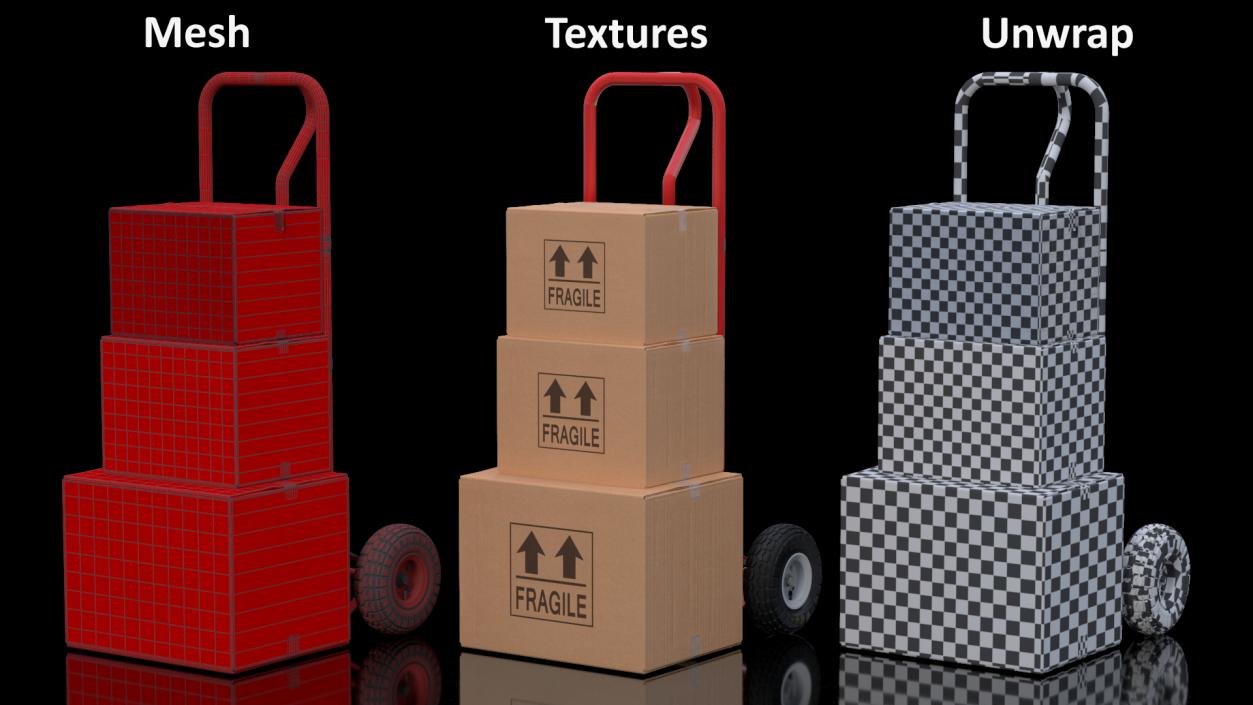 3D model Handtruck with Boxes