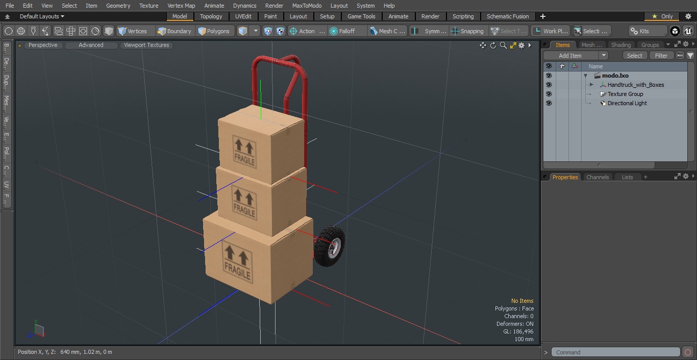 3D model Handtruck with Boxes