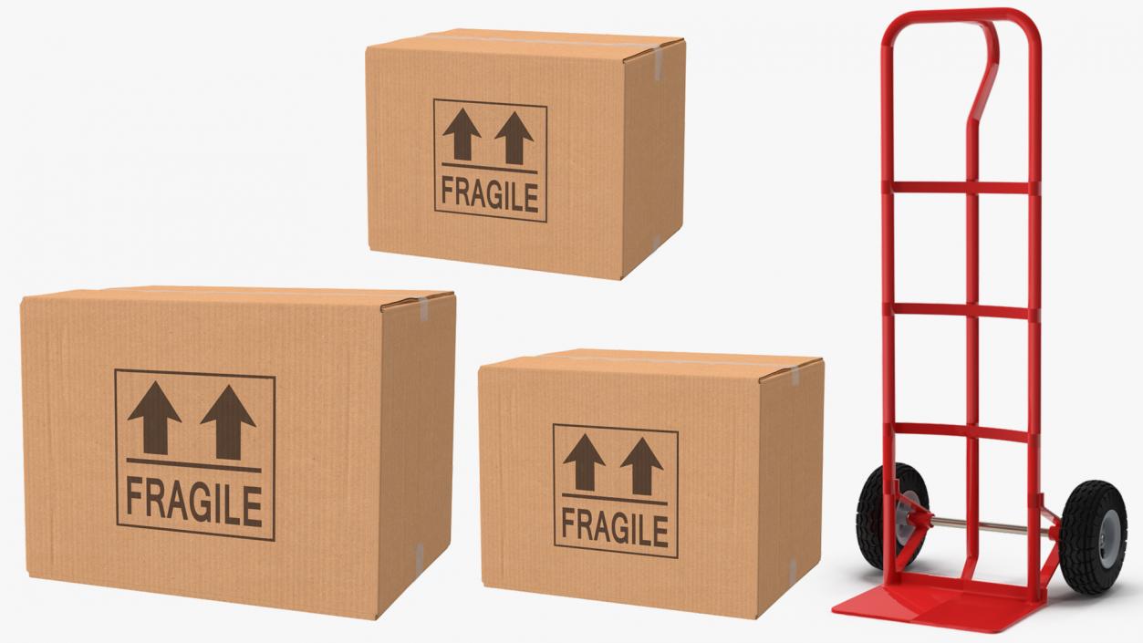 3D model Handtruck with Boxes