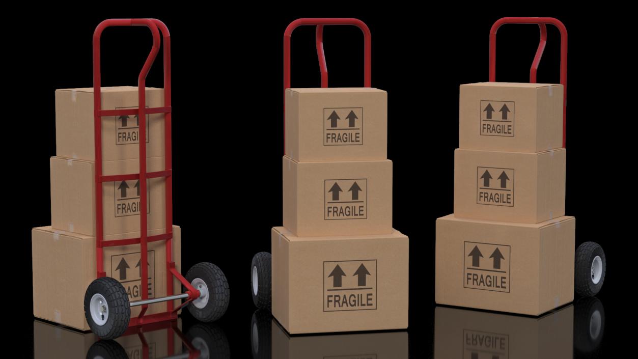 3D model Handtruck with Boxes