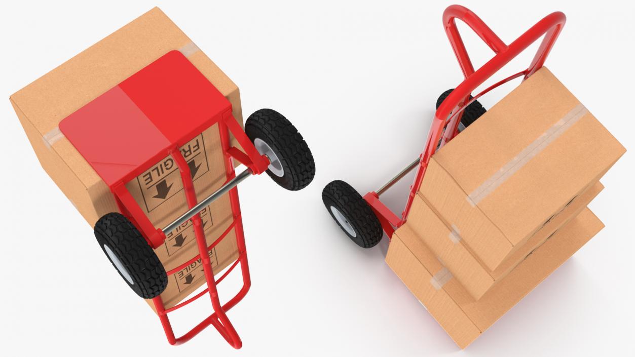 3D model Handtruck with Boxes