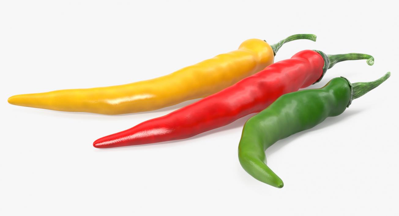 3D model Colored Chili Peppers Set