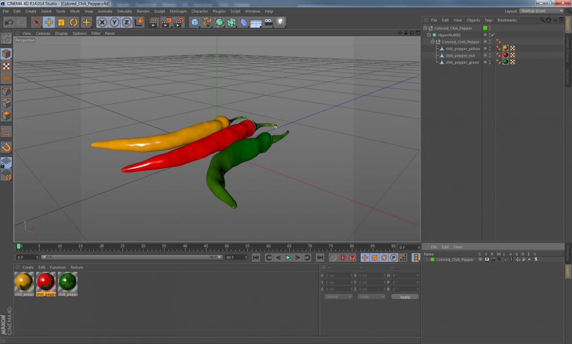 3D model Colored Chili Peppers Set