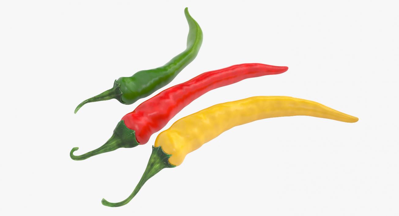 3D model Colored Chili Peppers Set