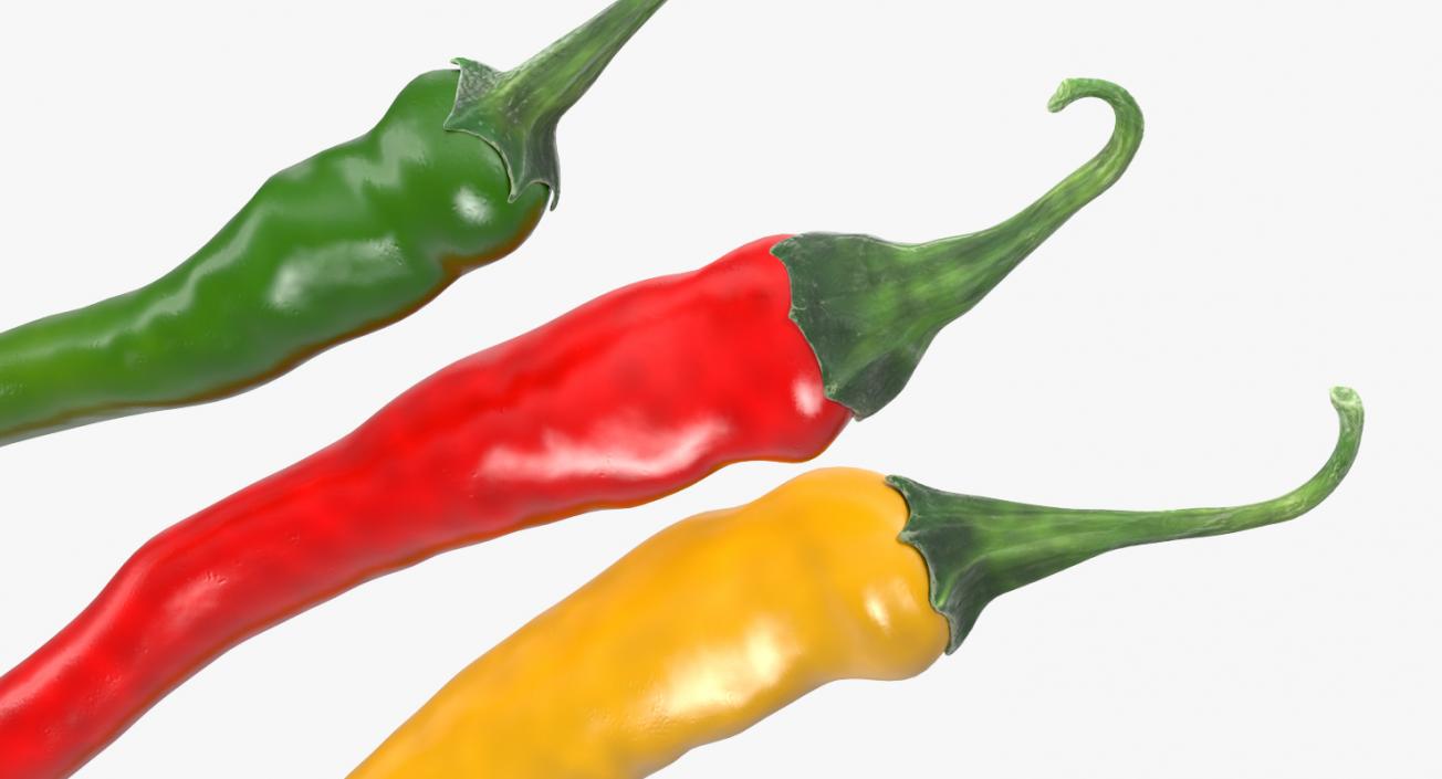 3D model Colored Chili Peppers Set