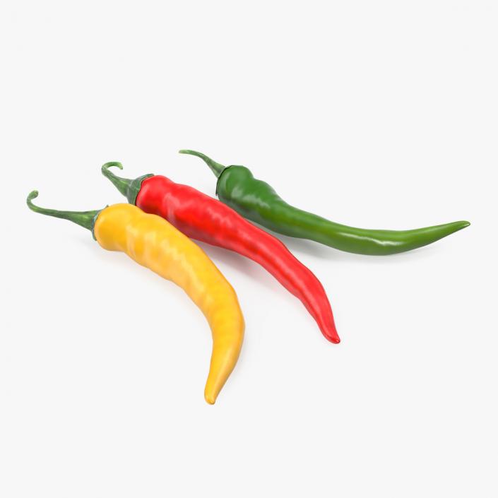 3D model Colored Chili Peppers Set