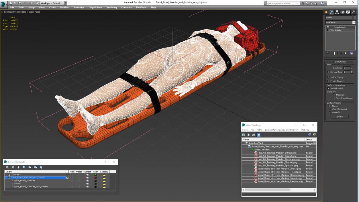 3D Spinal Board Stretcher with Manikin(1) model