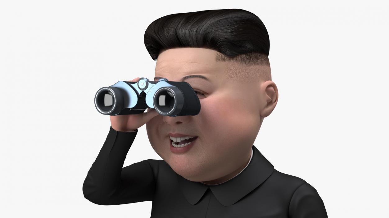 3D Cartoon Kim Jong Un Looking Binoculars model