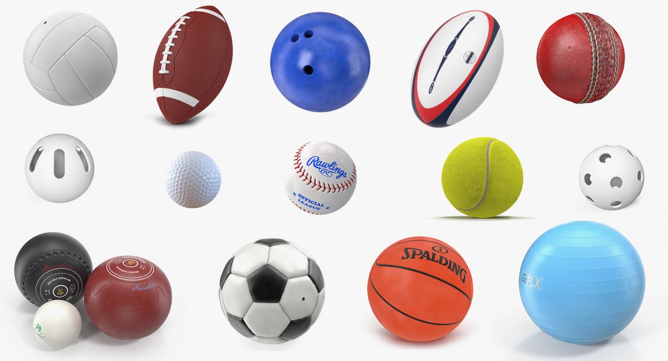 3D Sport Balls Big 3D Models Collection 2 model