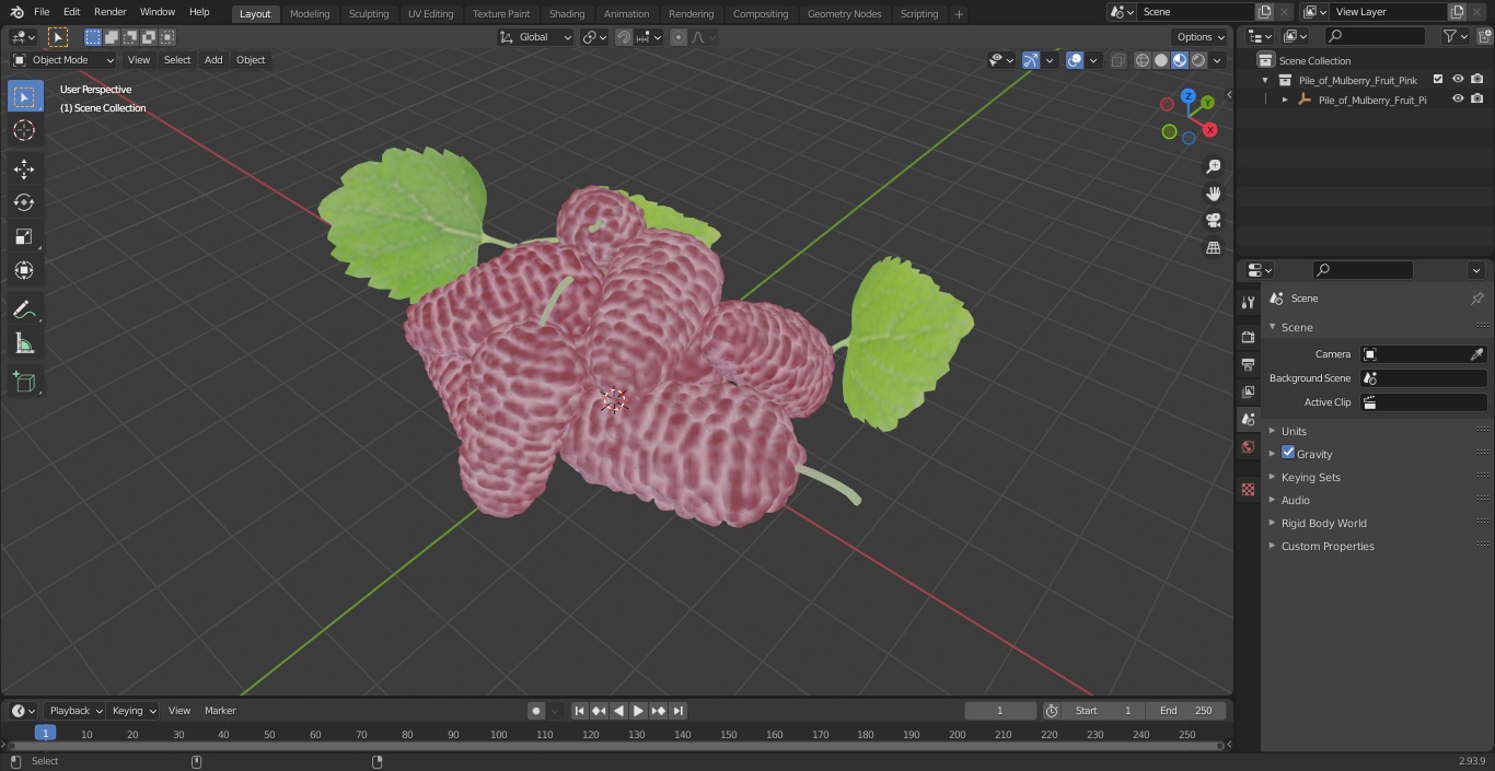 Pile of Mulberry Fruit Pink 3D