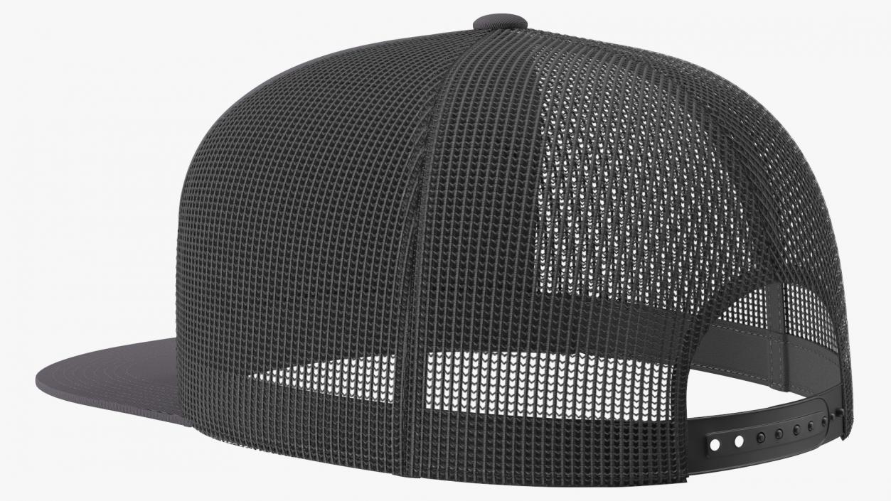 3D Flat Brim Trucker Hat with Mesh Back