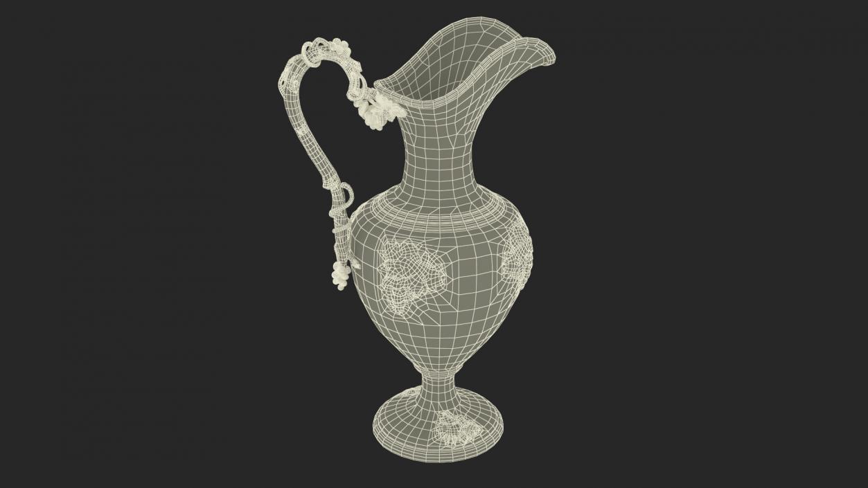 3D Silver Pitcher in Grape Pattern