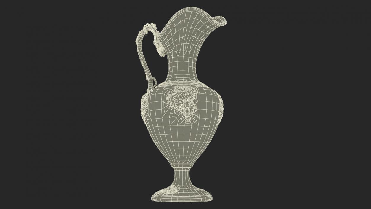 3D Silver Pitcher in Grape Pattern