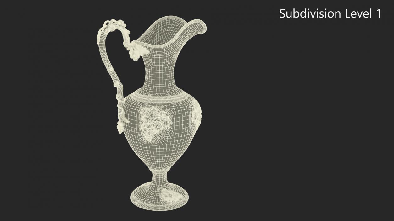 3D Silver Pitcher in Grape Pattern