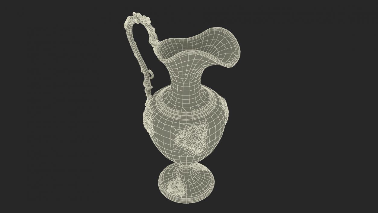 3D Silver Pitcher in Grape Pattern