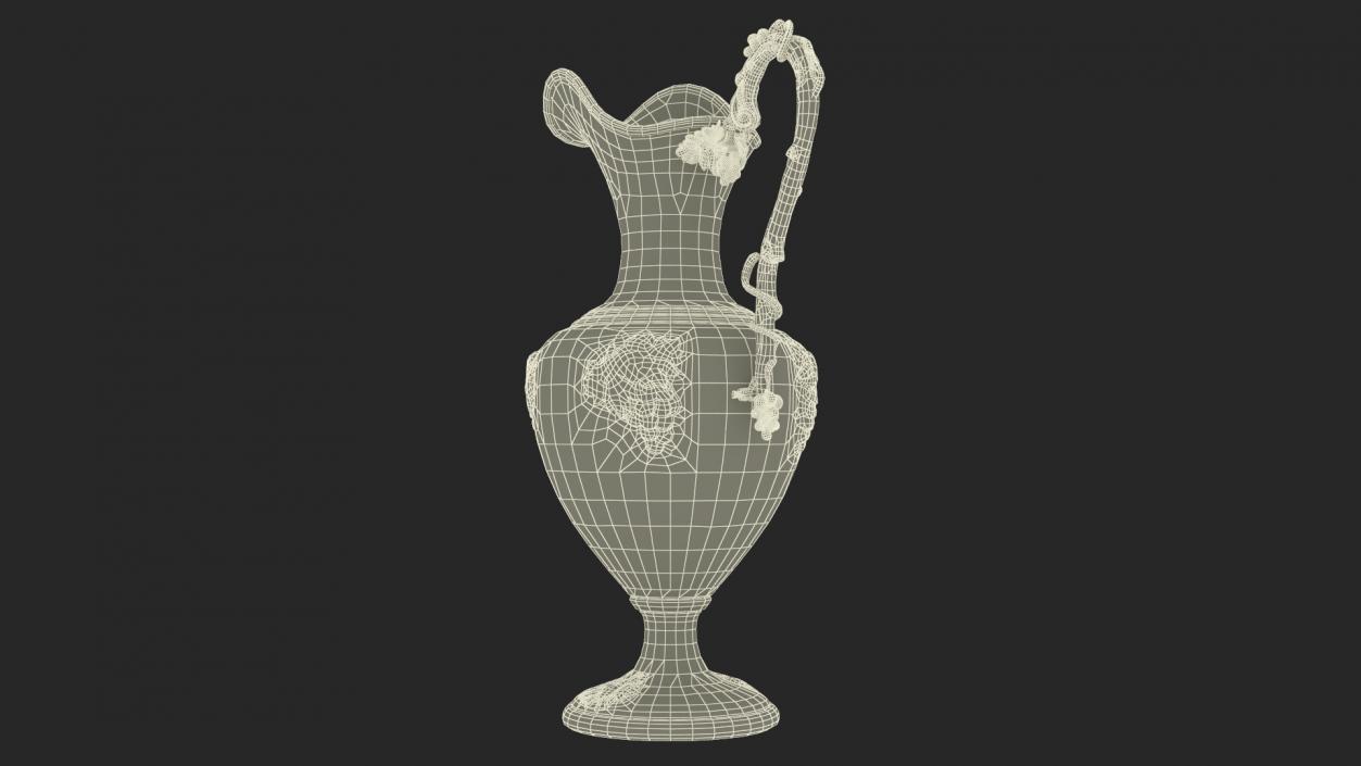 3D Silver Pitcher in Grape Pattern