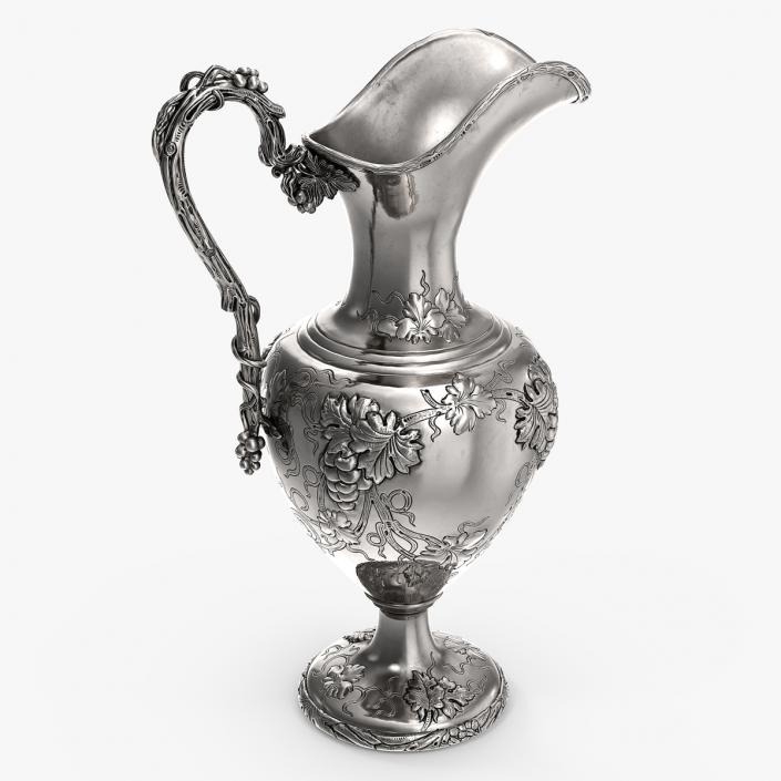 3D Silver Pitcher in Grape Pattern