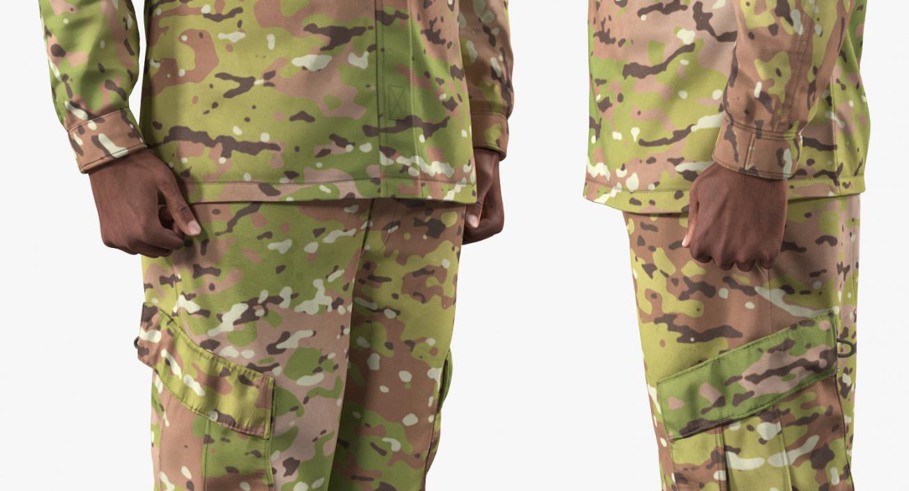 African-American US Army Soldier Camofluage Fur Rigged 3D model