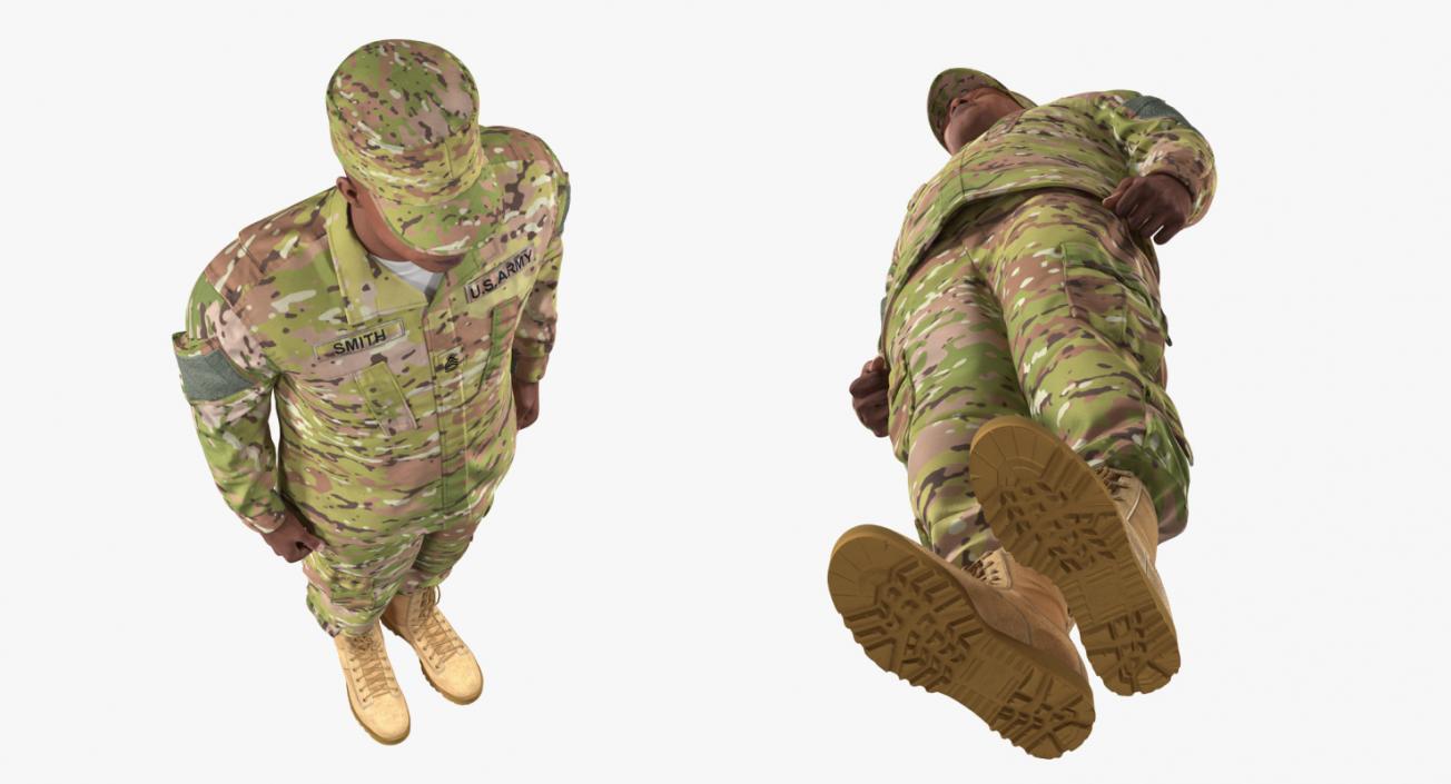 African-American US Army Soldier Camofluage Fur Rigged 3D model