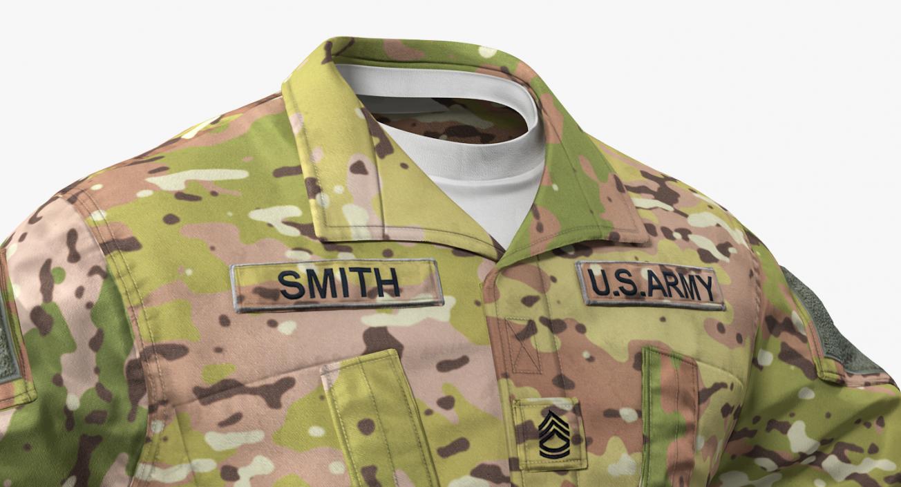 African-American US Army Soldier Camofluage Fur Rigged 3D model