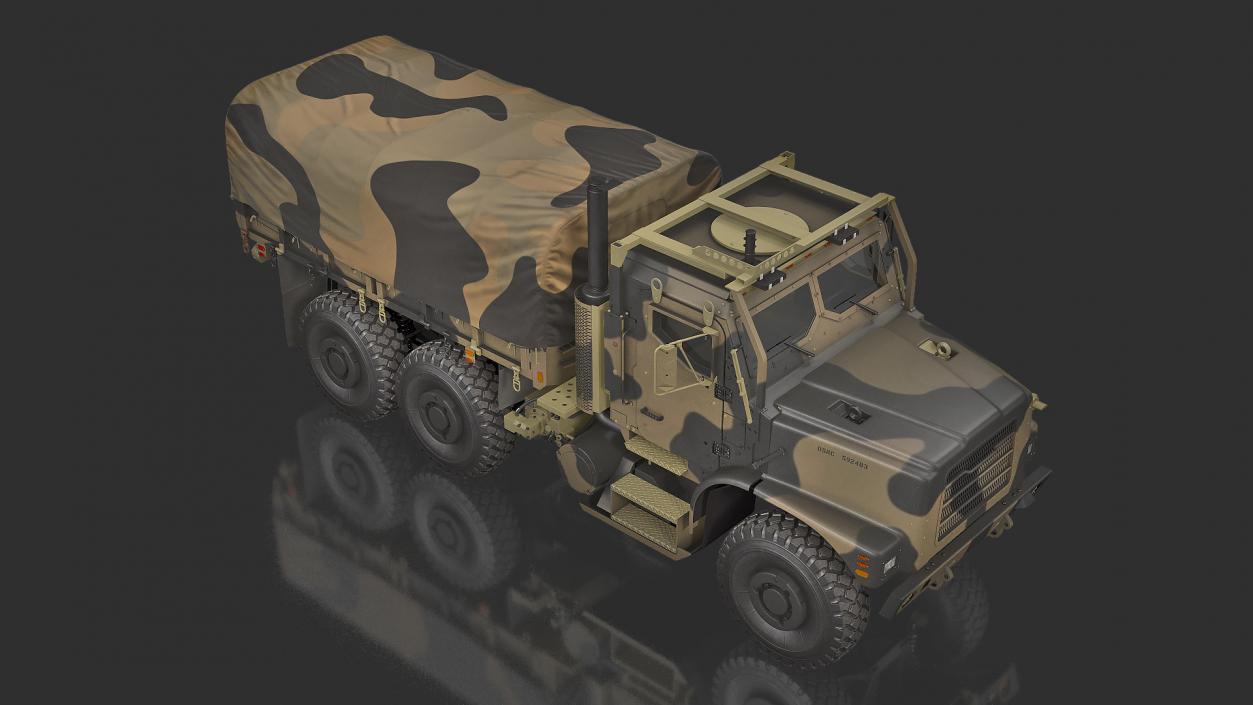 3D Medium Tactical Vehicle with Tent Sand Camo model