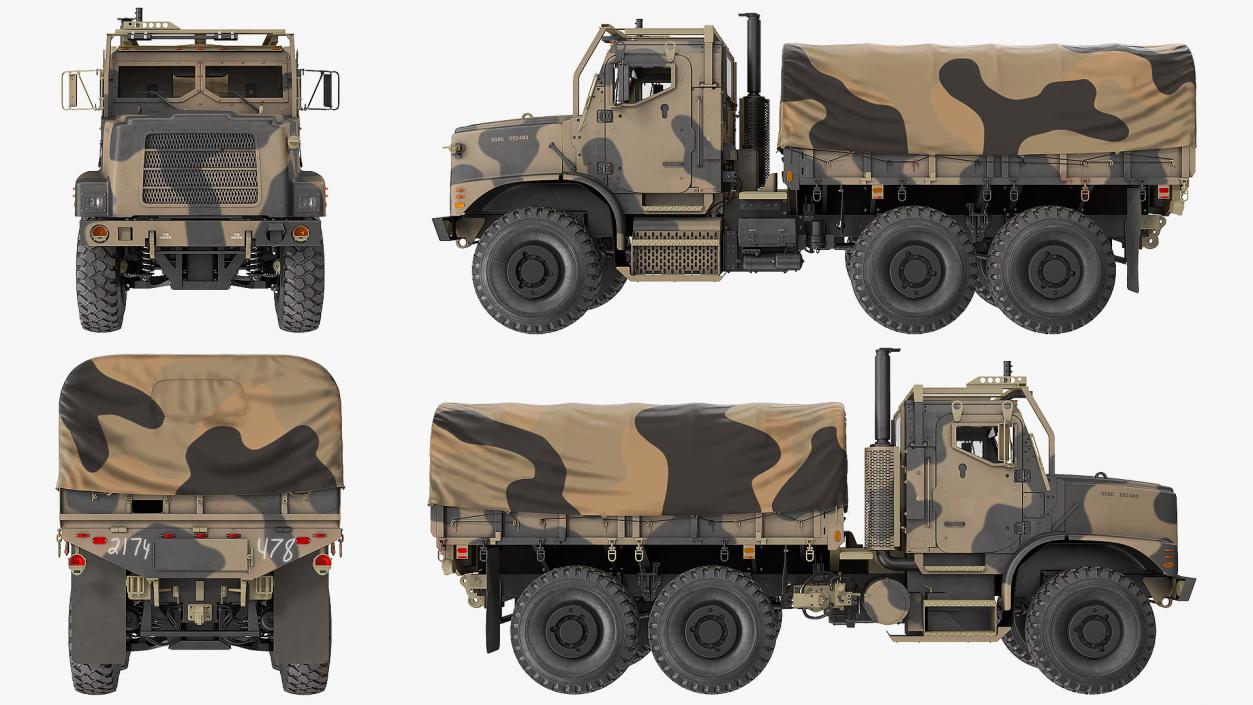 3D Medium Tactical Vehicle with Tent Sand Camo model