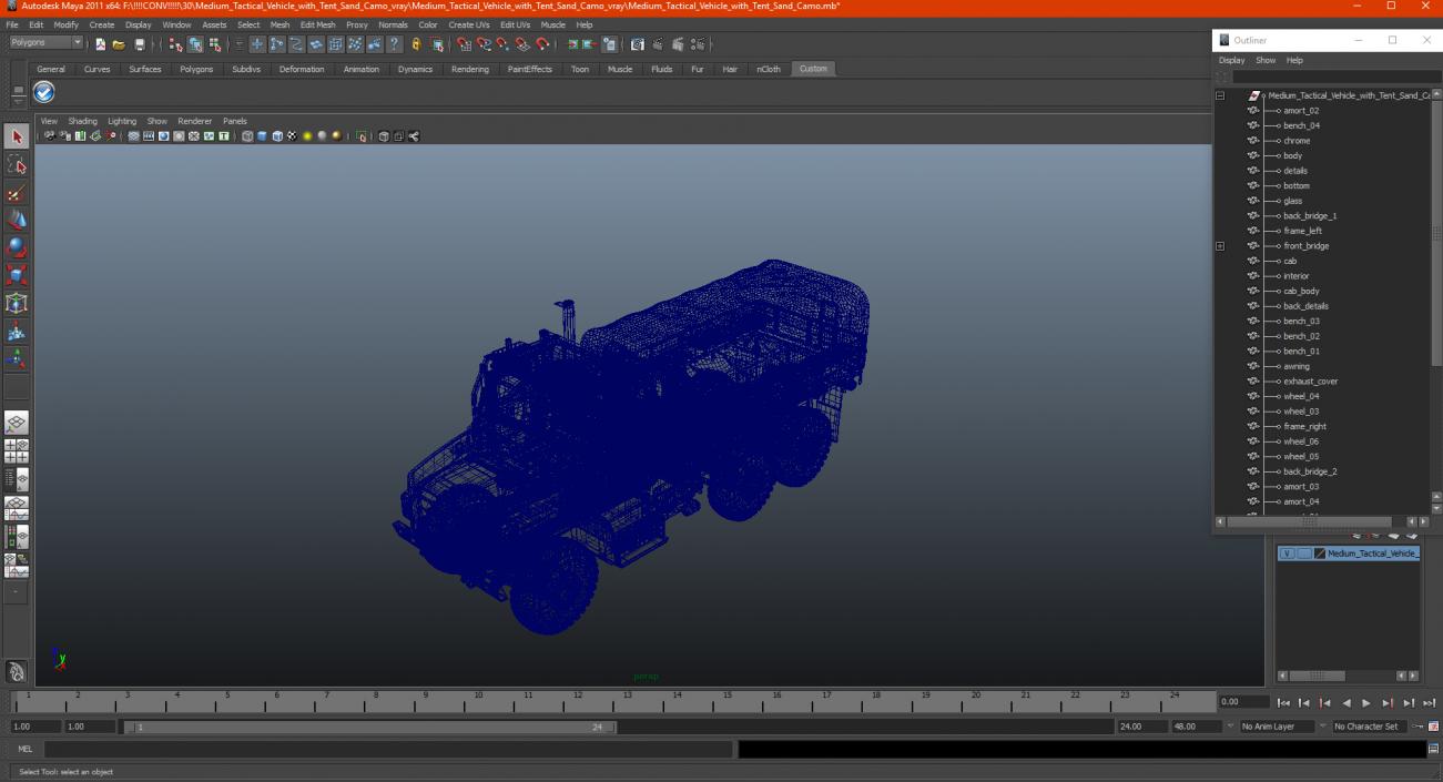 3D Medium Tactical Vehicle with Tent Sand Camo model