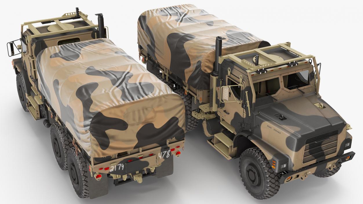 3D Medium Tactical Vehicle with Tent Sand Camo model