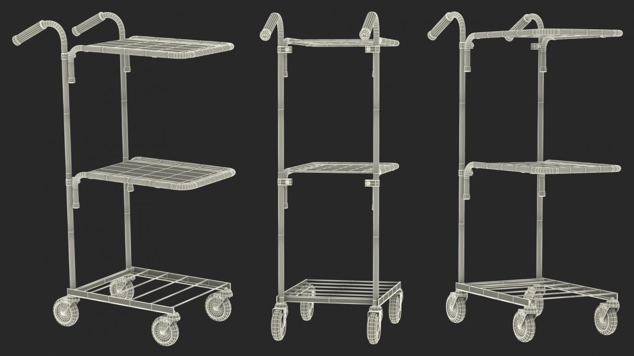 3D model Steel Mini Trolley With Two Shelves